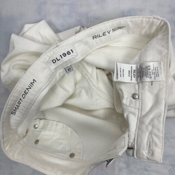 DL 1961 White Riley Cropped Boyfriend Jeans Size 27 - Picture 12 of 14